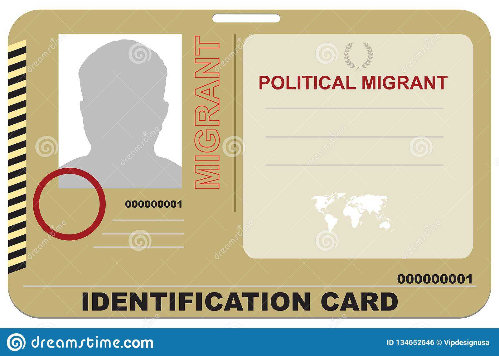 Identification Card Political Migrant Stock Vector Throughout Mi6 Id Card Template