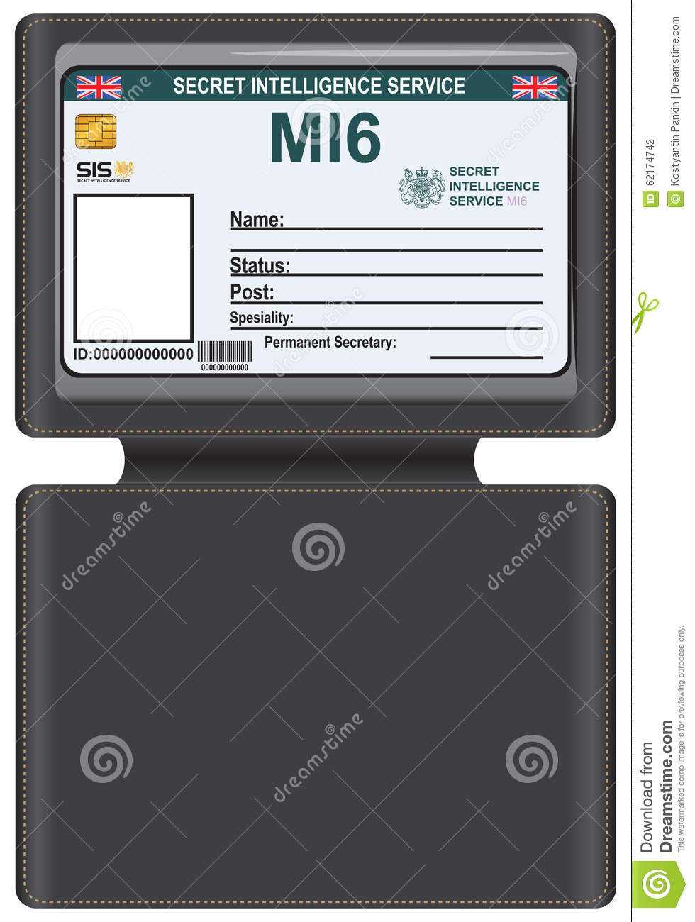 Identity Mi6 In A Leather Carrying Case Stock Vector Pertaining To Mi6 Id Card Template