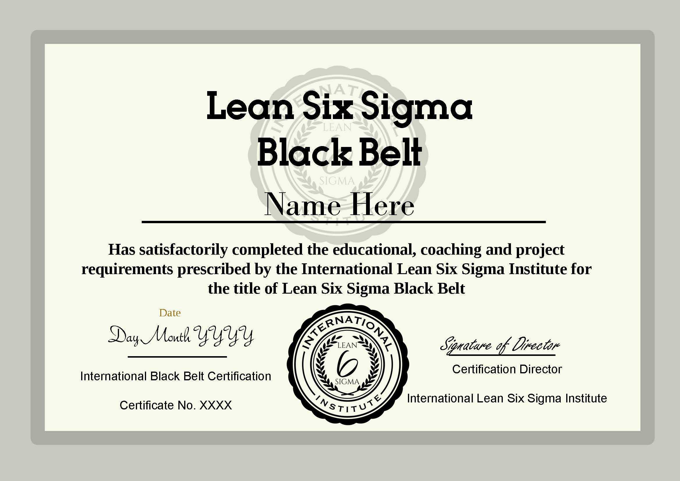 Ilssi Black Belt Cert Template 2019 In Green Belt Certificate Template
