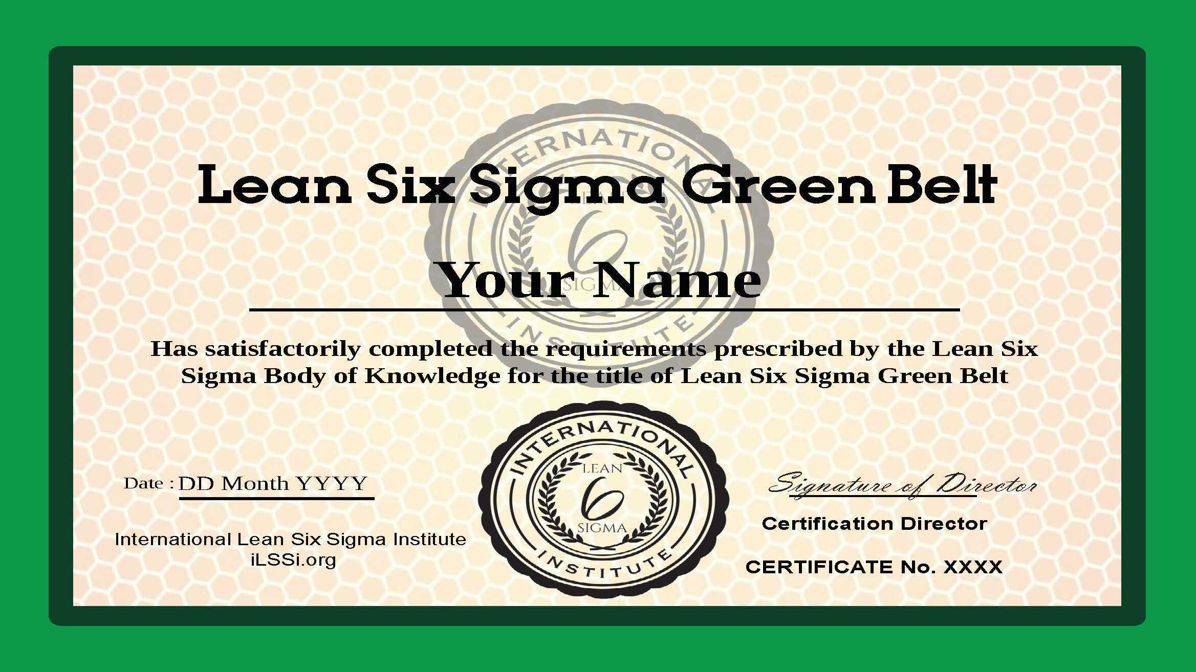 Ilssi Green Belt Oct 2019 Template Inside Green Belt Certificate Template