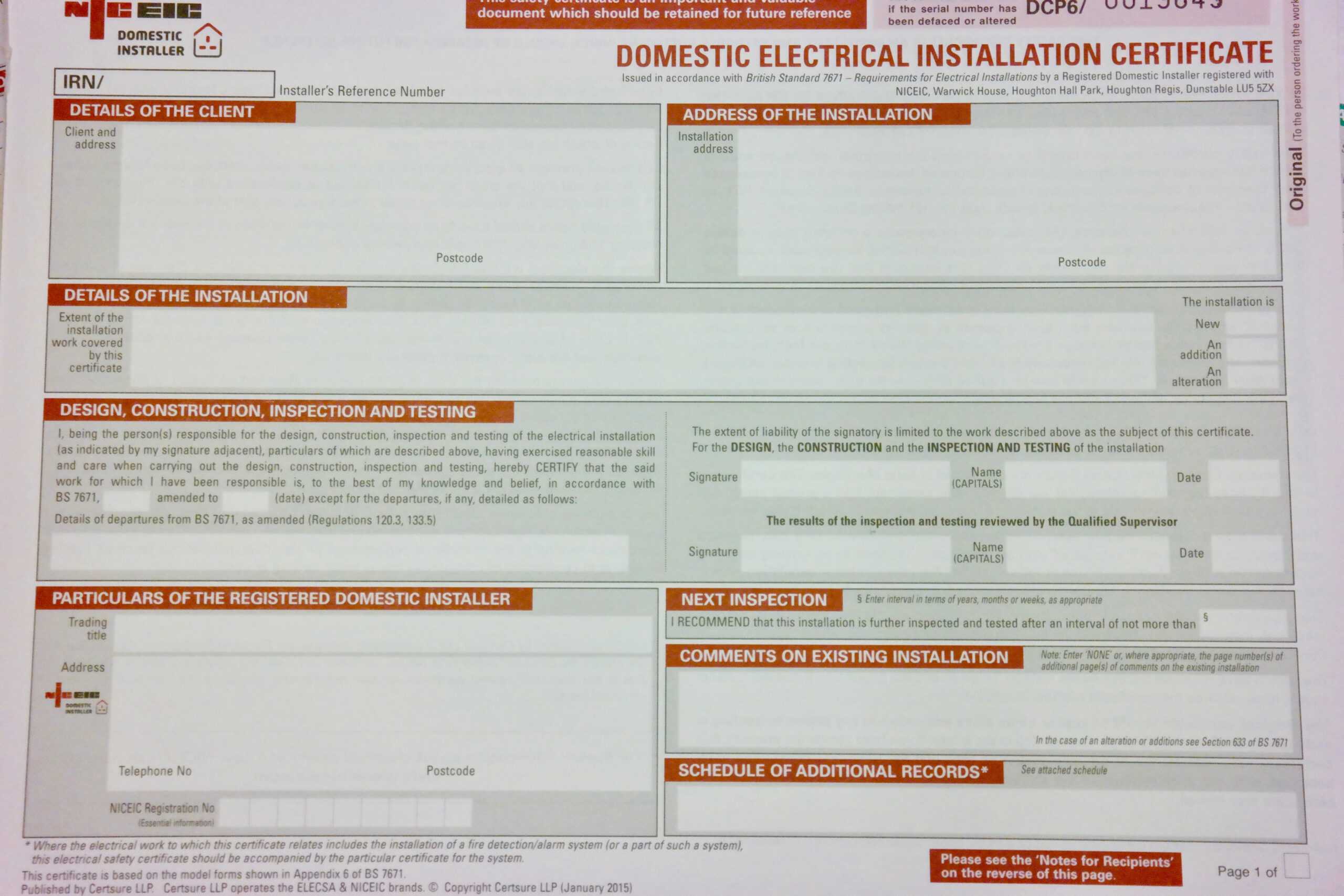 Inspections, Certification & Testing – Auber Electrical Pertaining To Electrical Minor Works Certificate Template