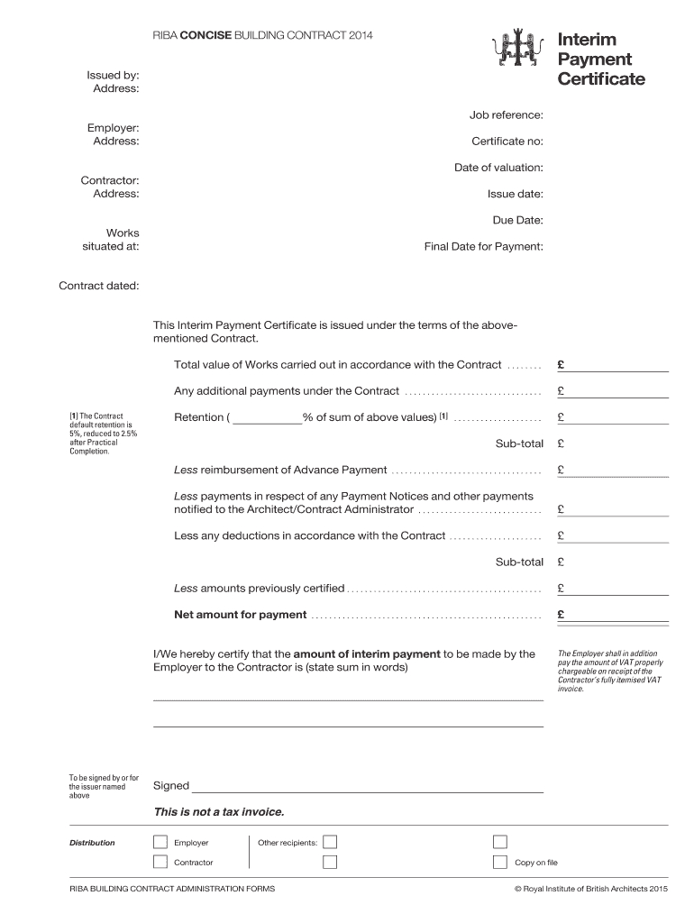 Interim Payment – Fill Online, Printable, Fillable, Blank Regarding Certificate Of Payment Template