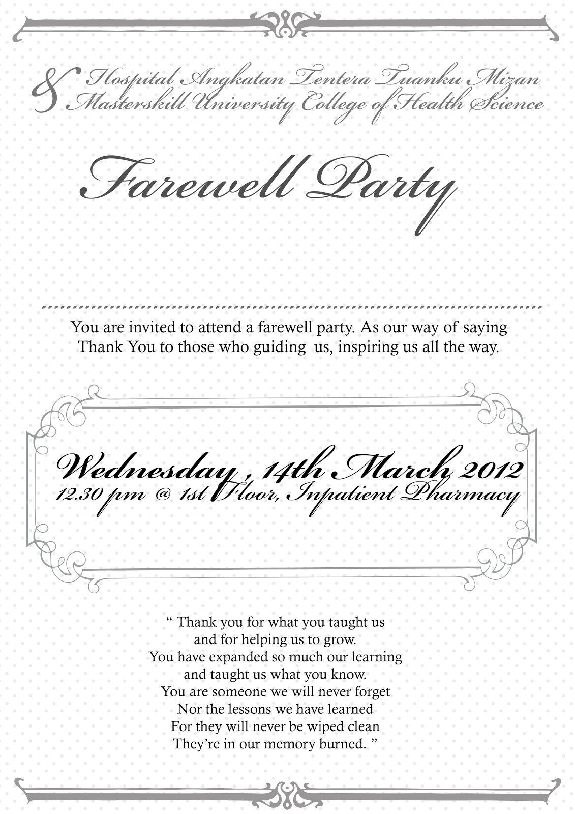 Invitation To Farewell Party With Regard To Farewell Invitation Card Template