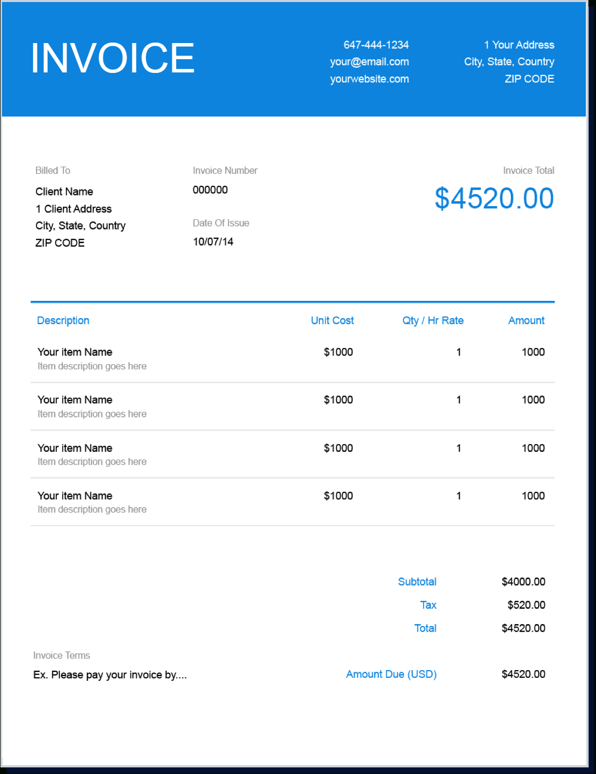 Invoice Template | Create And Send Free Invoices Instantly Within Credit Card Receipt Template