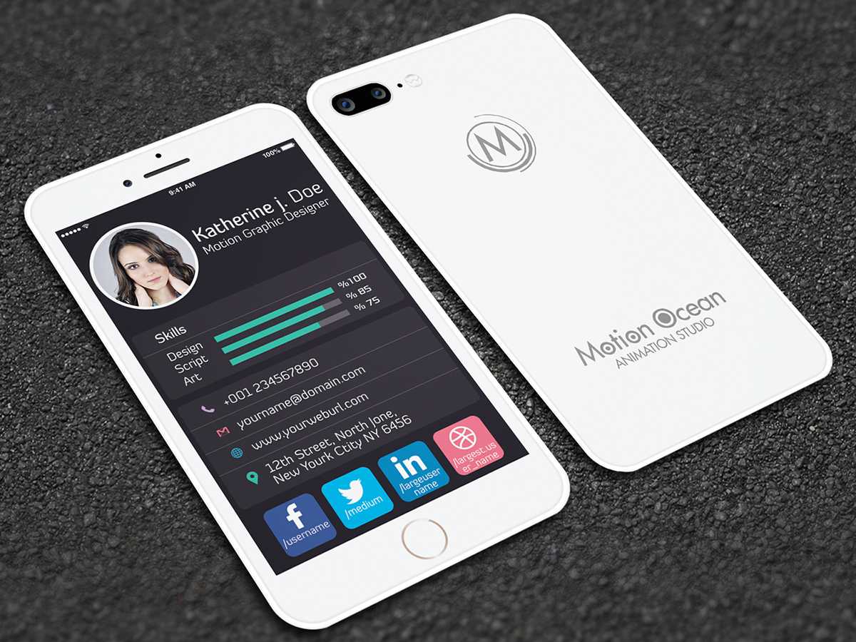 Iphone Style Business Card On Behance Throughout Iphone Business Card Template