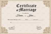 Keepsake Marriage Certificate Template inside Certificate Of Marriage Template