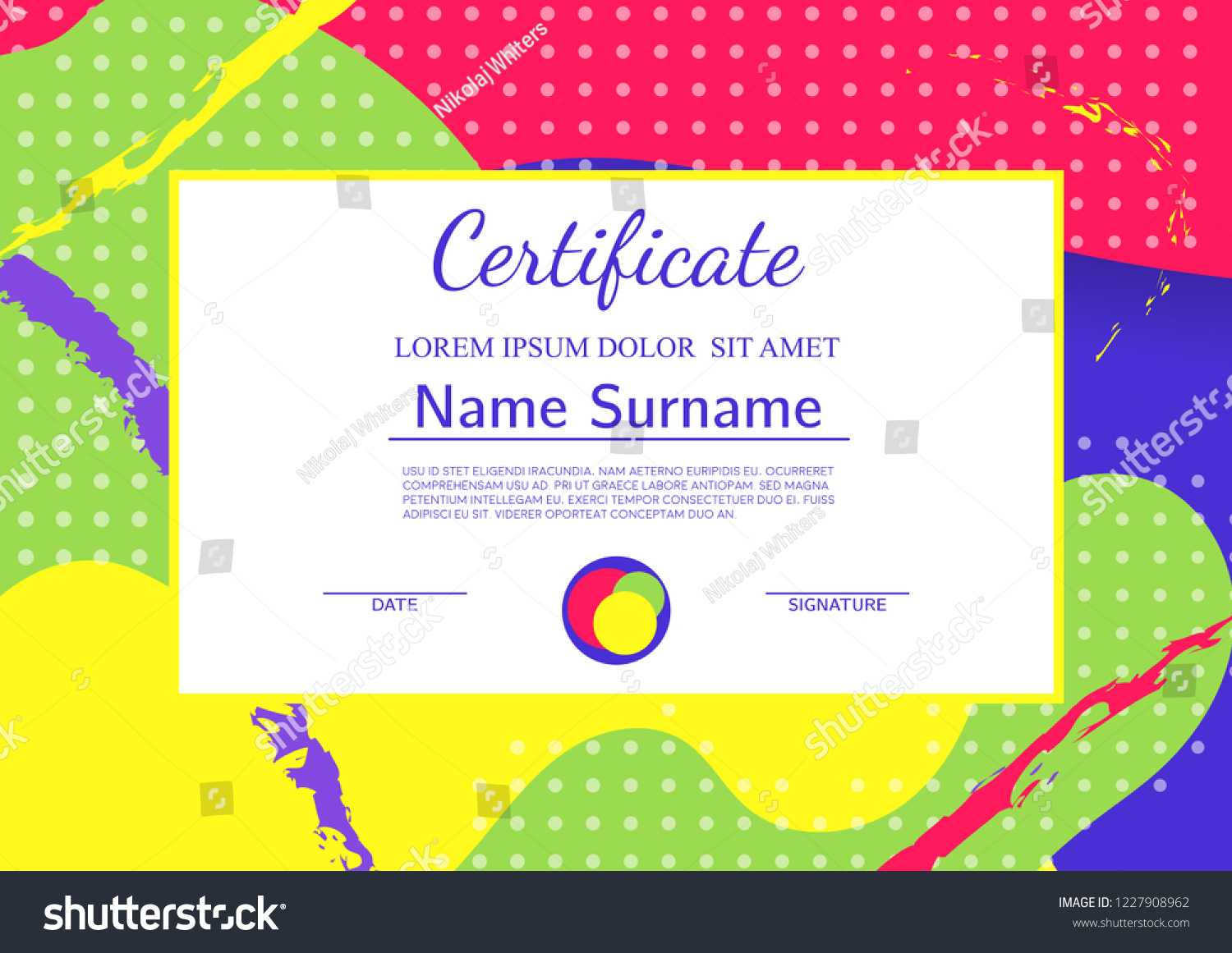 Kids Diploma Certificate Template Abstract Shapes Stock With Regard To Fun Certificate Templates