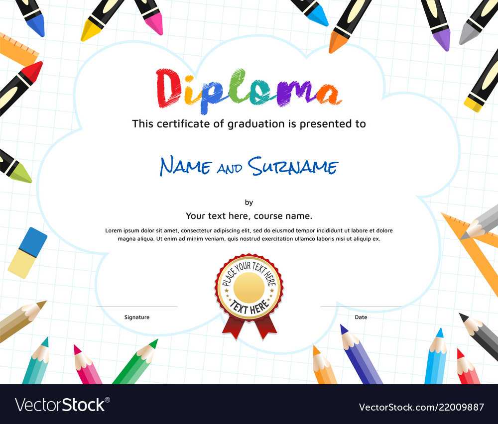 Kids Diploma Or Certificate Template With Inside Preschool Graduation Certificate Template Free