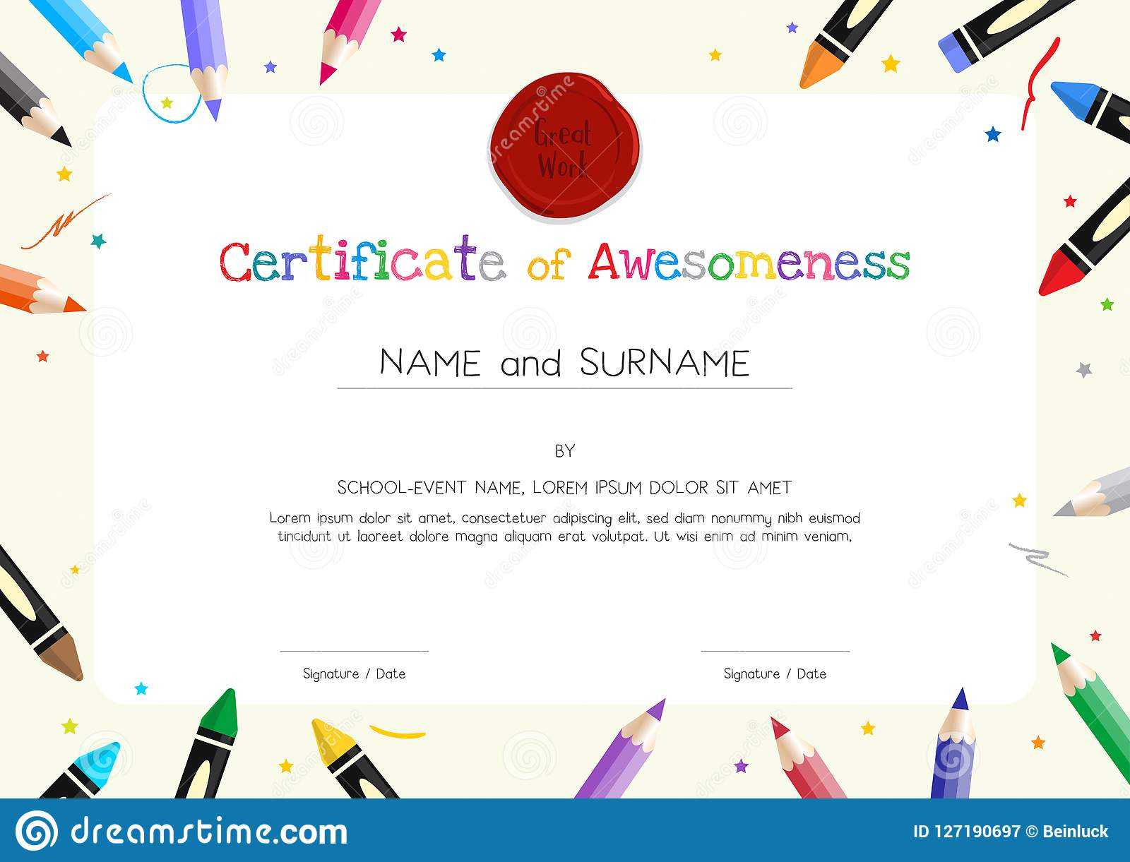 Kids Diploma Or Certificate Template With Painting Stuff Intended For Preschool Graduation Certificate Template Free