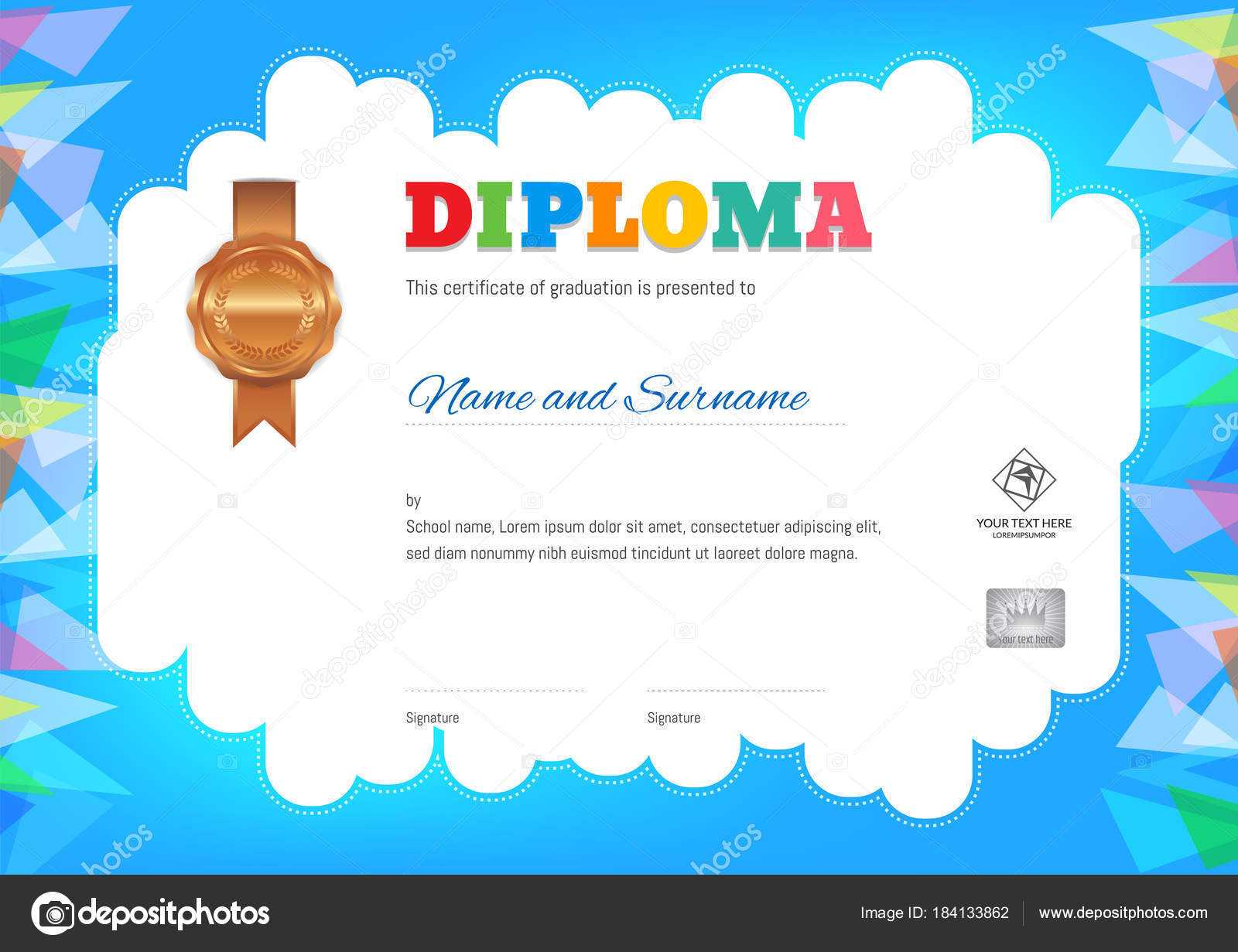Kids Summer Camp Diploma Or Certificate Template — Stock Throughout Summer Camp Certificate Template