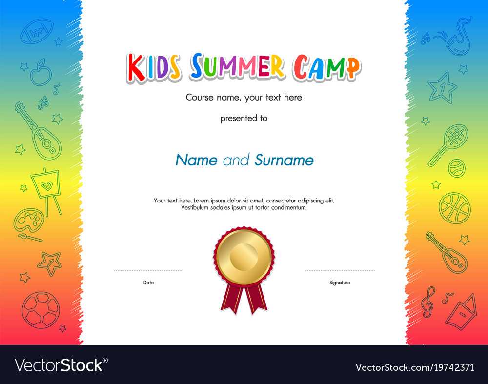 Kids Summer Camp Diploma Or Certificate Template Within Fun Certificate Templates