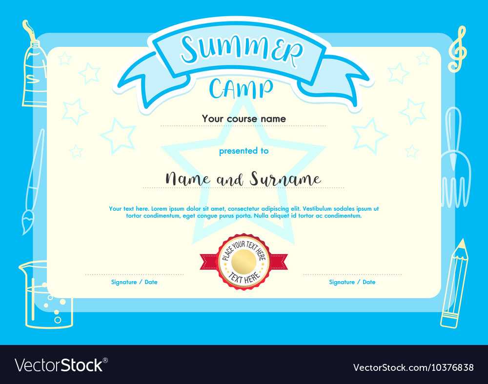 Kids Summer Camp Document Certificate Template With Star Of The Week Certificate Template