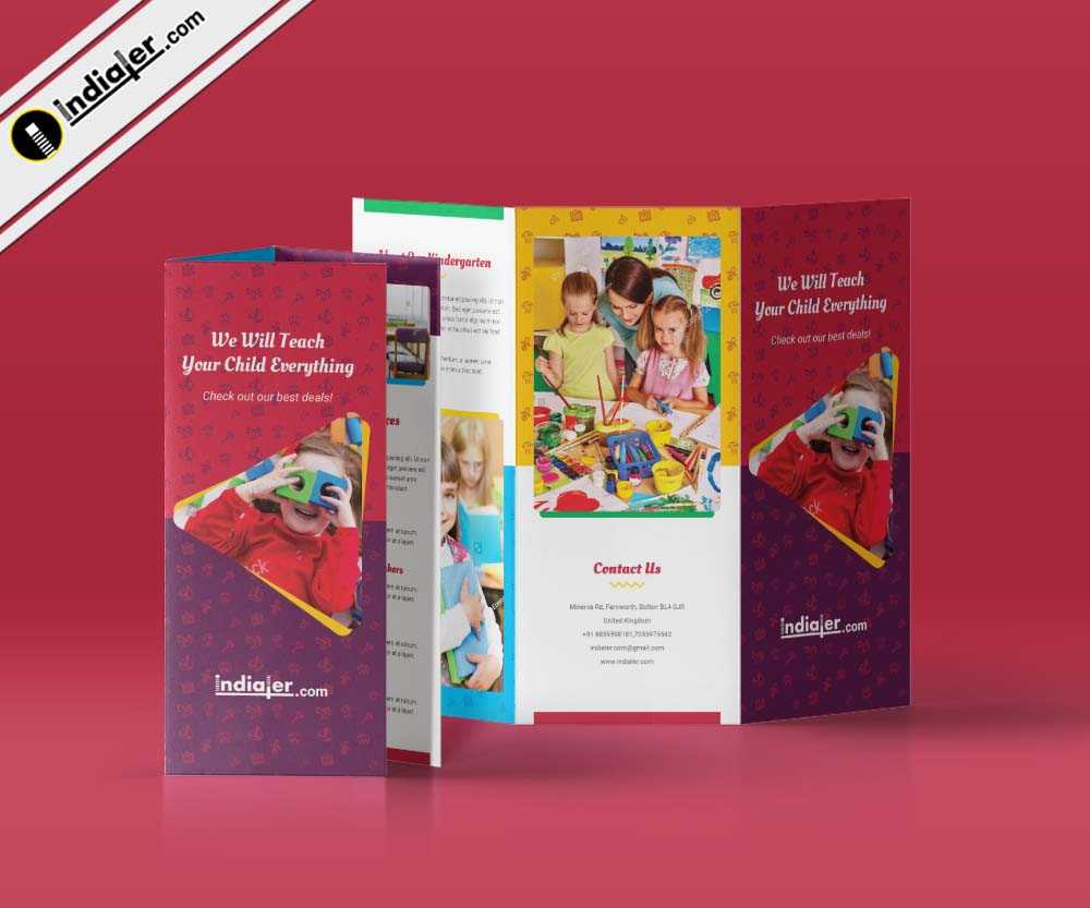 Kindergarten Tri Fold Brochure Psd Template – Indiater Intended For Brochure Psd Template 3 Fold