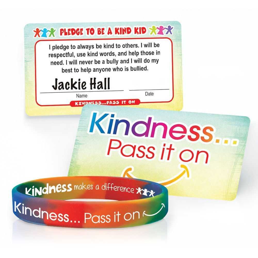 Kindness Pass It On 2 Sided Silicone Bracelet & Pledge Card With Regard To Free Pledge Card Template