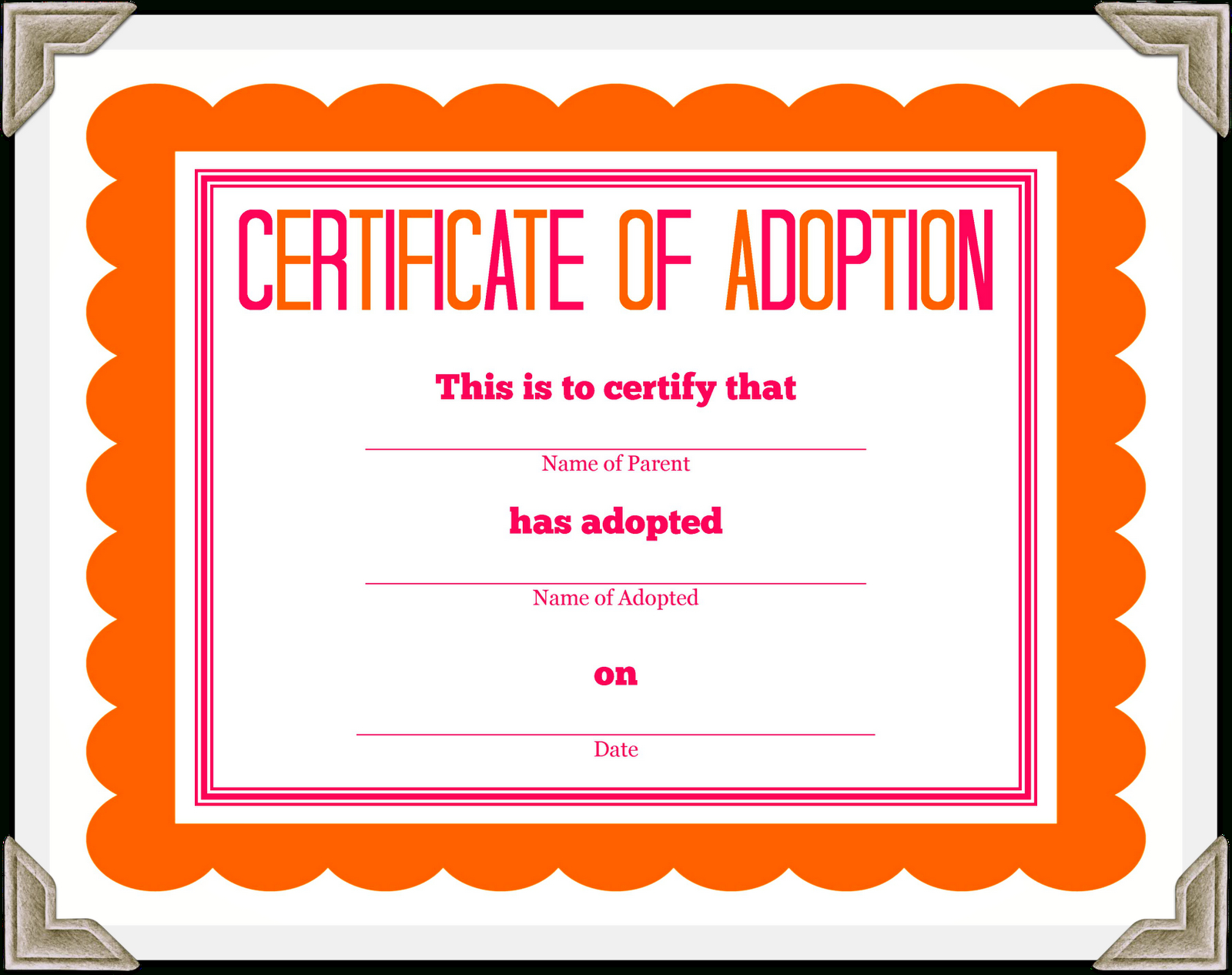 Kitten Adoption Certificate For Pet Adoption Certificate Template