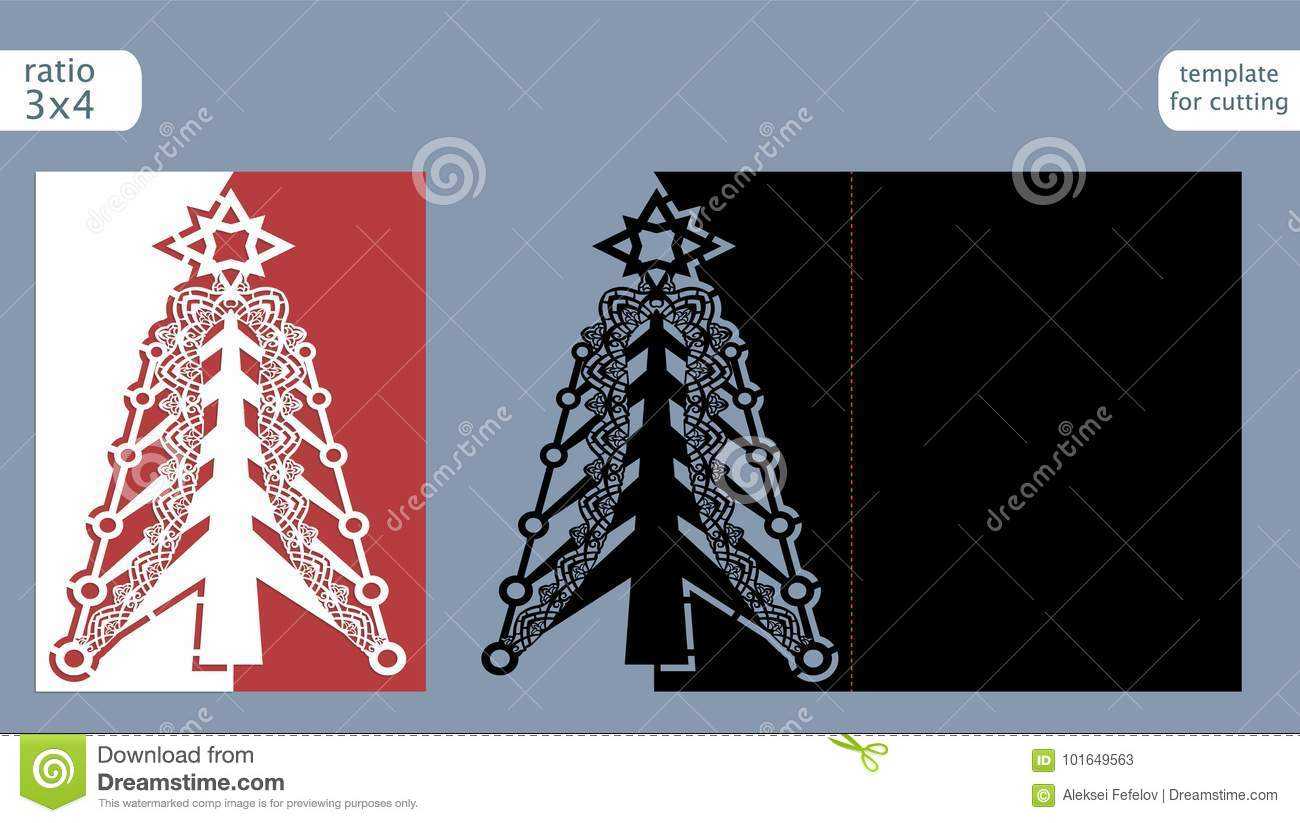 Laser Cut Out Christmas Card Template. Die Cut Paper Card For Fold Out Card Template