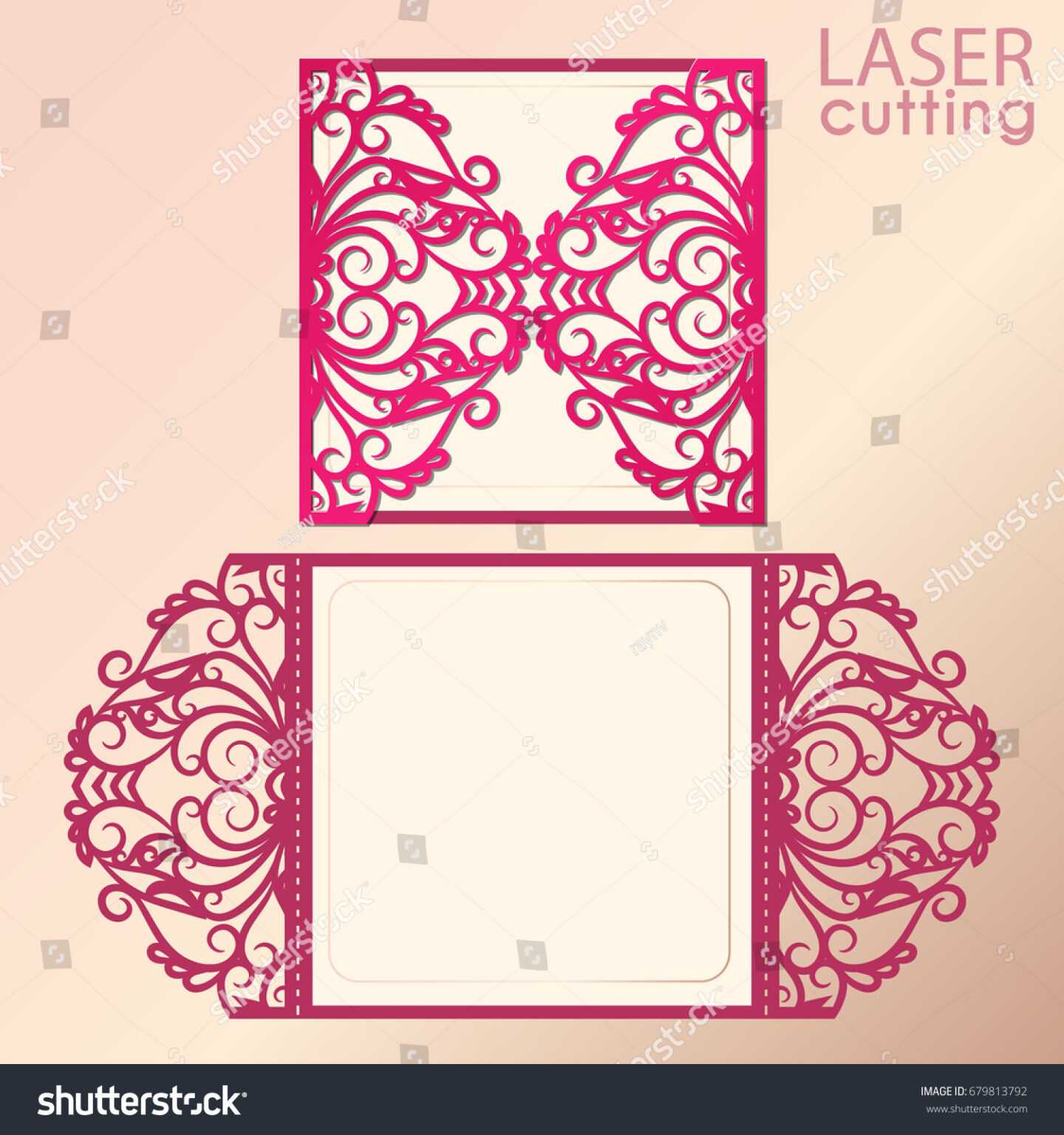 Laser Cut Wedding Invitation Card Template Stock Vector pertaining to