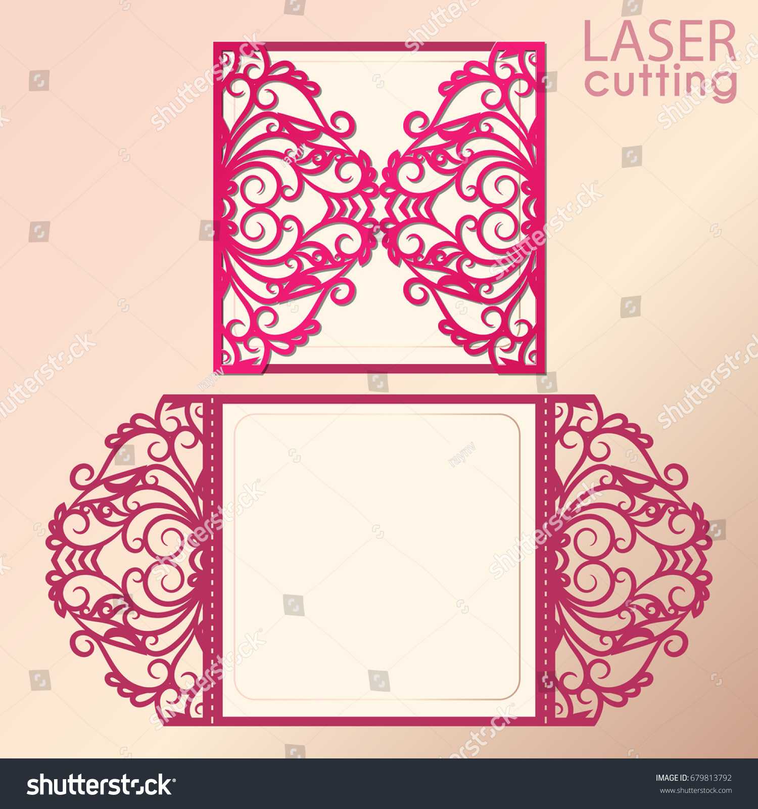 Laser Cut Wedding Invitation Card Template Stock Vector Pertaining To Fold Out Card Template