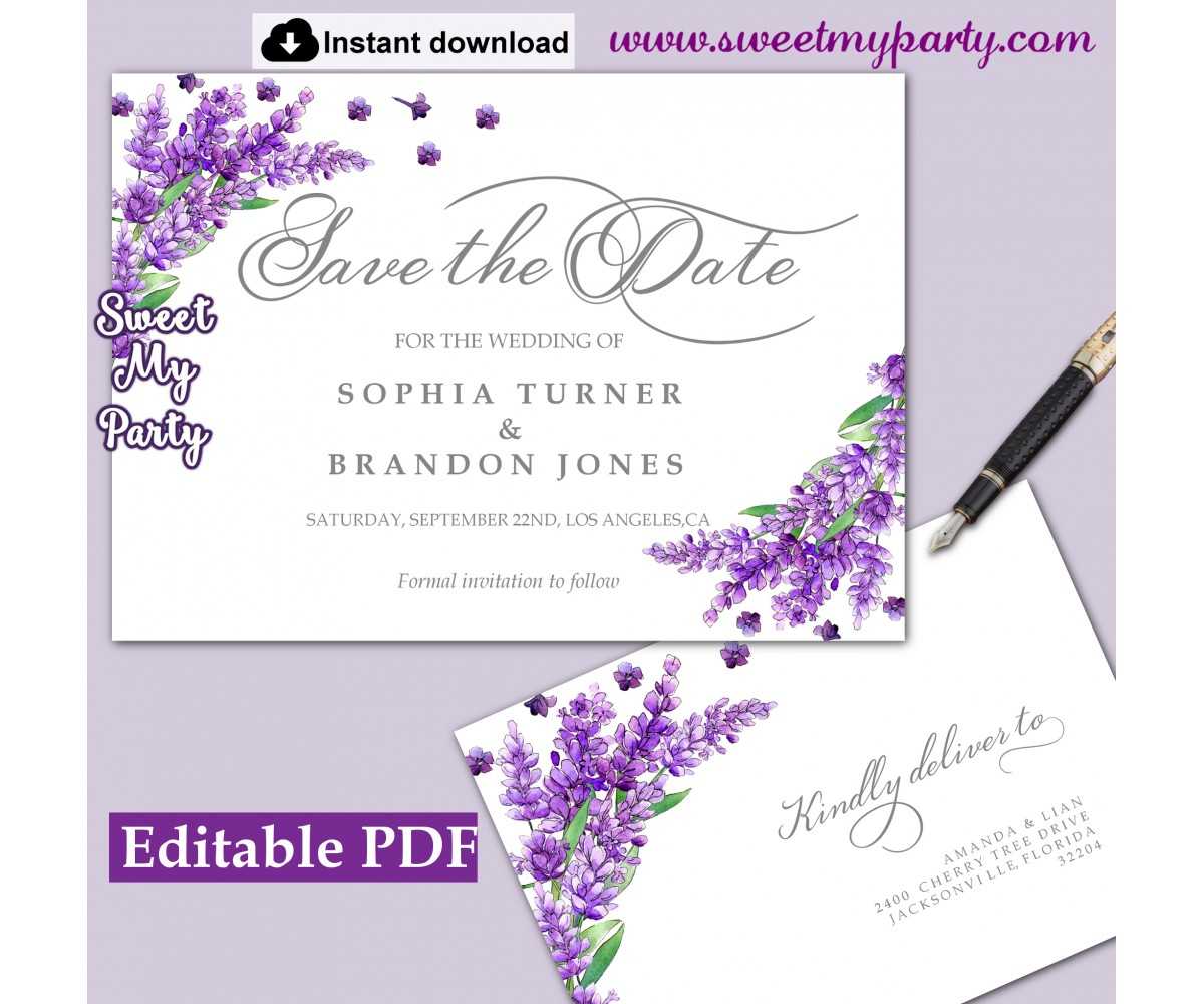 Lavender Save The Date Card Printable Template,save The Date Card,(131) With Regard To Save The Date Cards Templates