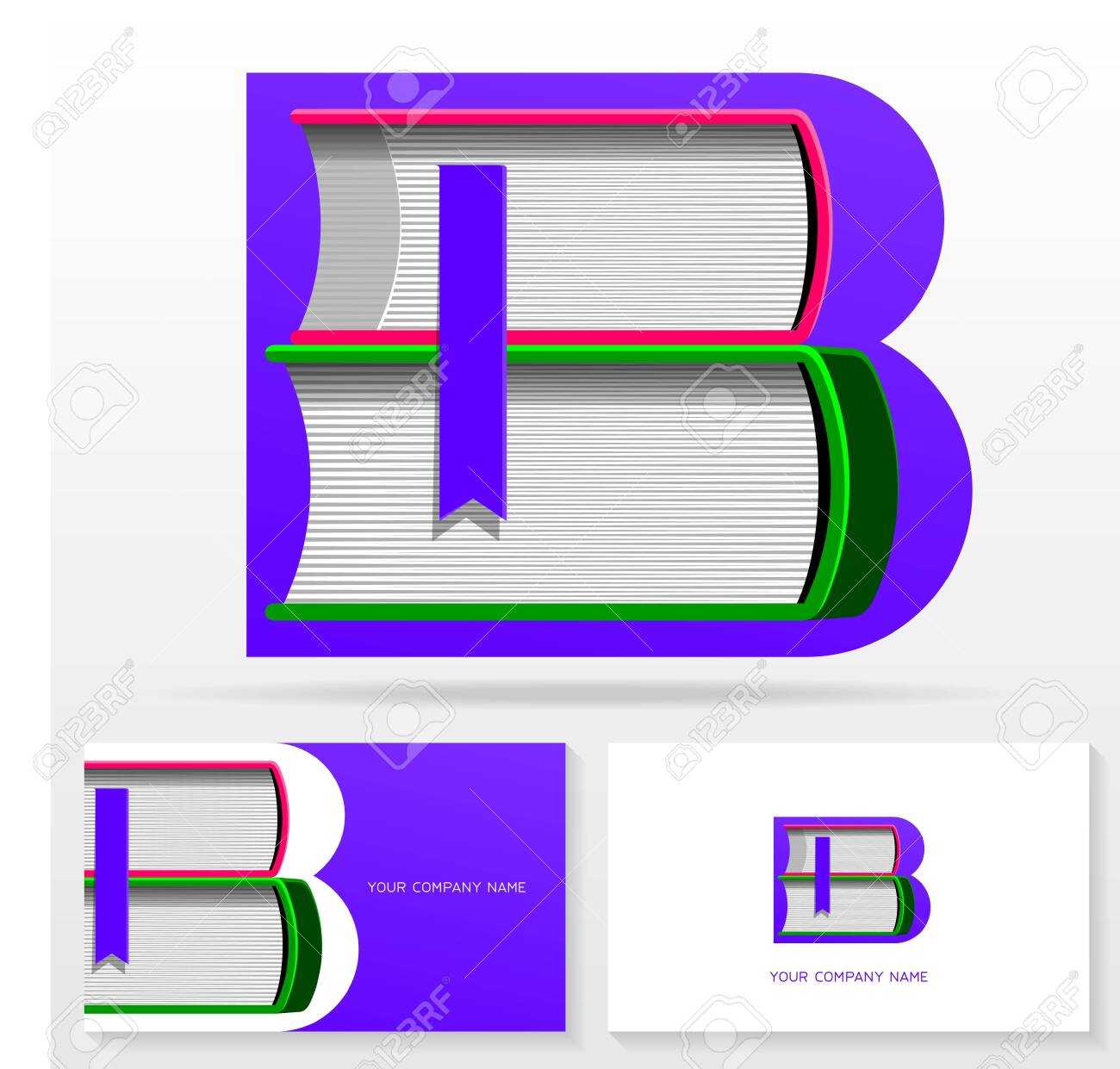 Letter B Logo Design Template. Letter B Made Of Books. Colorful.. Inside Library Catalog Card Template
