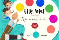 Little Artist, Kids Diploma Child Painting Course Certificate.. throughout Free Art Certificate Templates