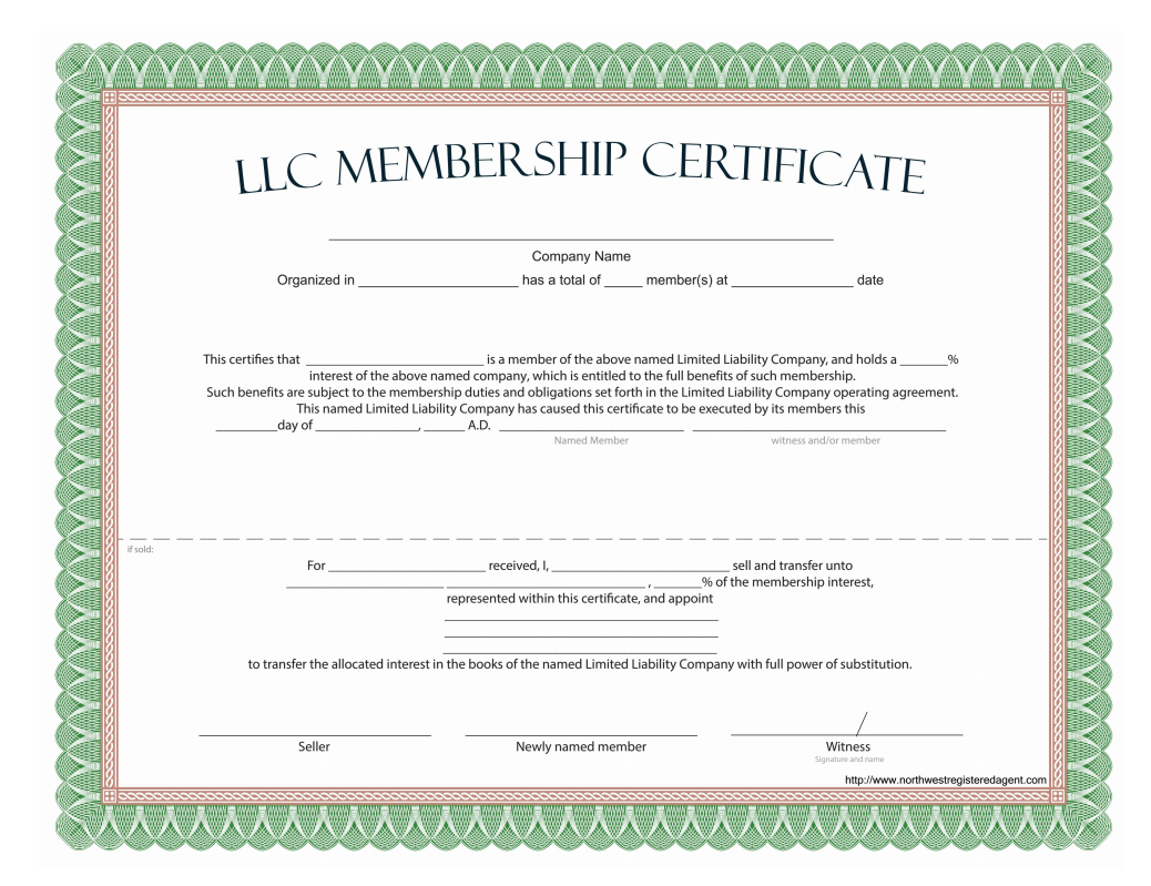 Llc Membership Certificate – Free Template With This Certificate Entitles The Bearer To Template
