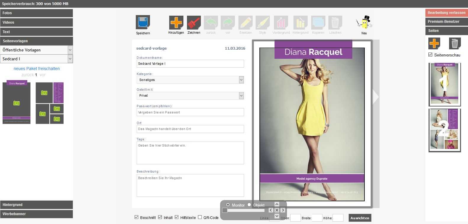 Mag Glance: Online Comp Card Maker | Print Your Sedcard Within Model Comp Card Template Free