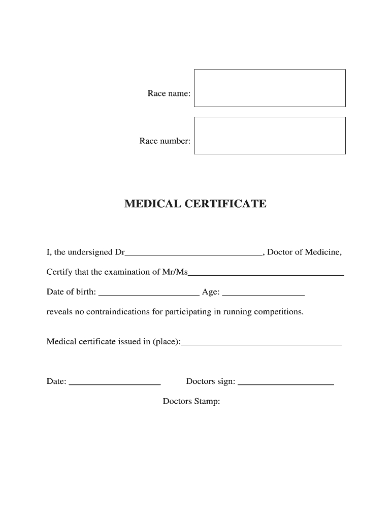 Marathon Medical Certificate – Fill Online, Printable Inside Free Fake Medical Certificate Template