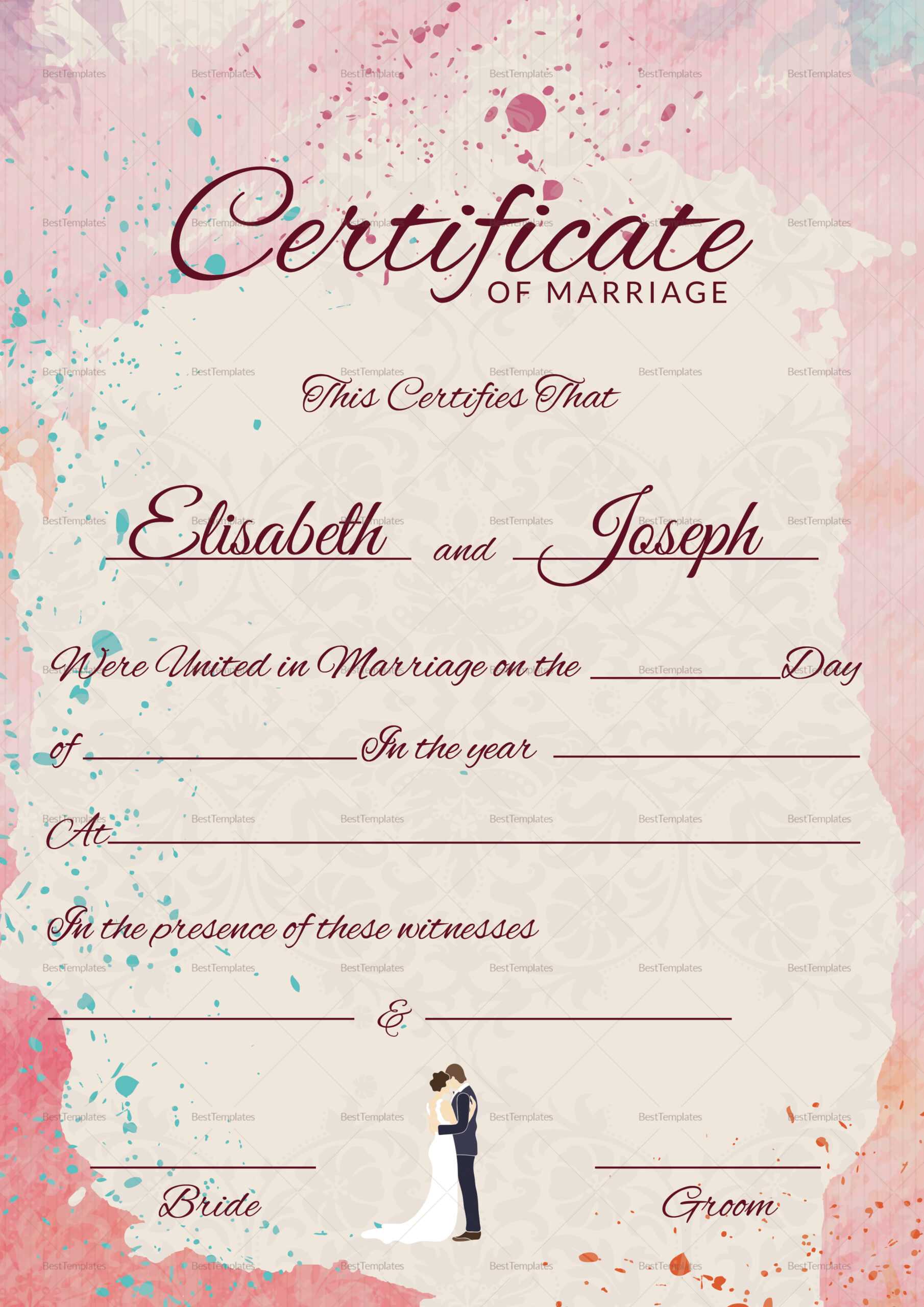 Marriage Certificate Design – Kaser.vtngcf Inside Blank Marriage Certificate Template