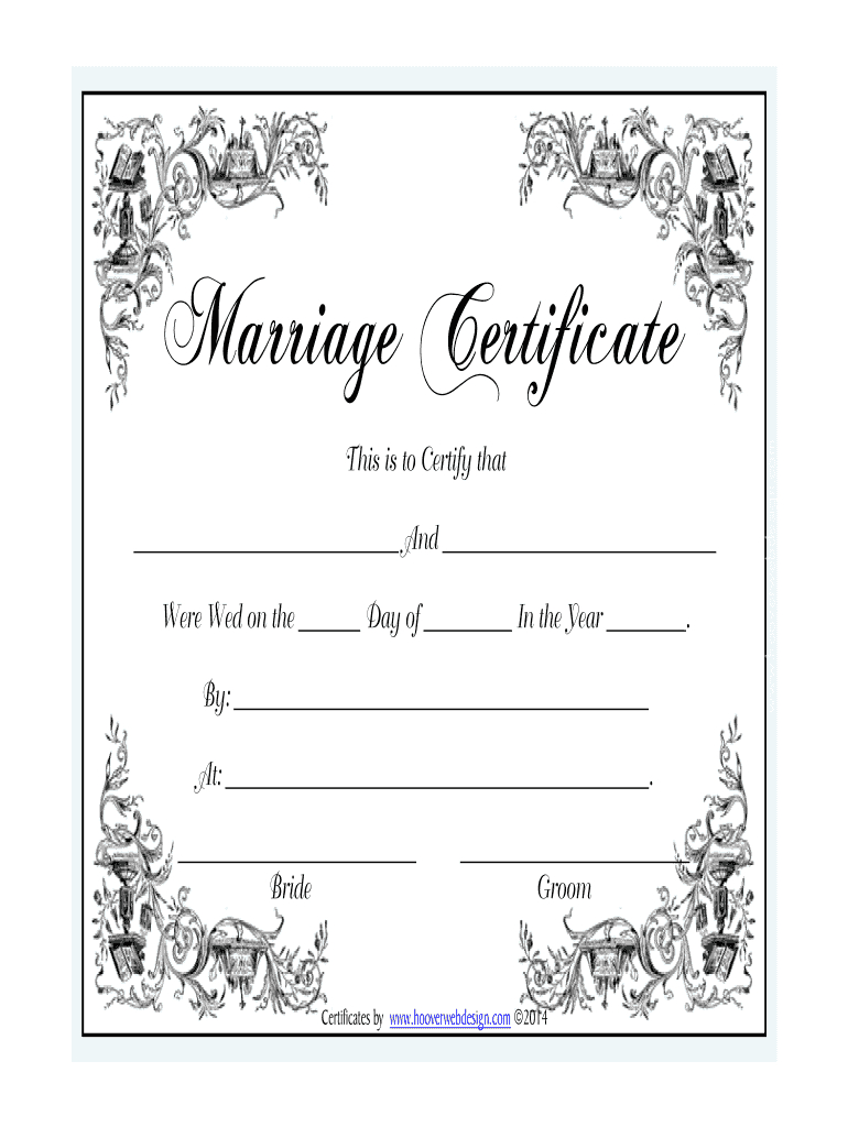 Printable Marriage Certificate Template Gambaran