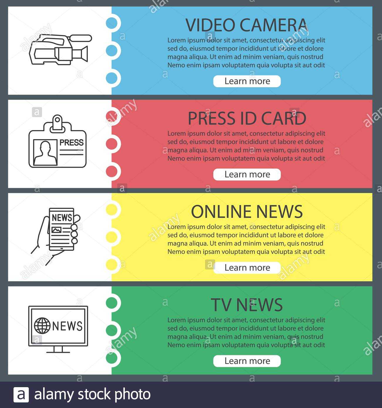 Mass Media Web Banner Templates Set. Video Camera, Press Id In Media Id Card Templates