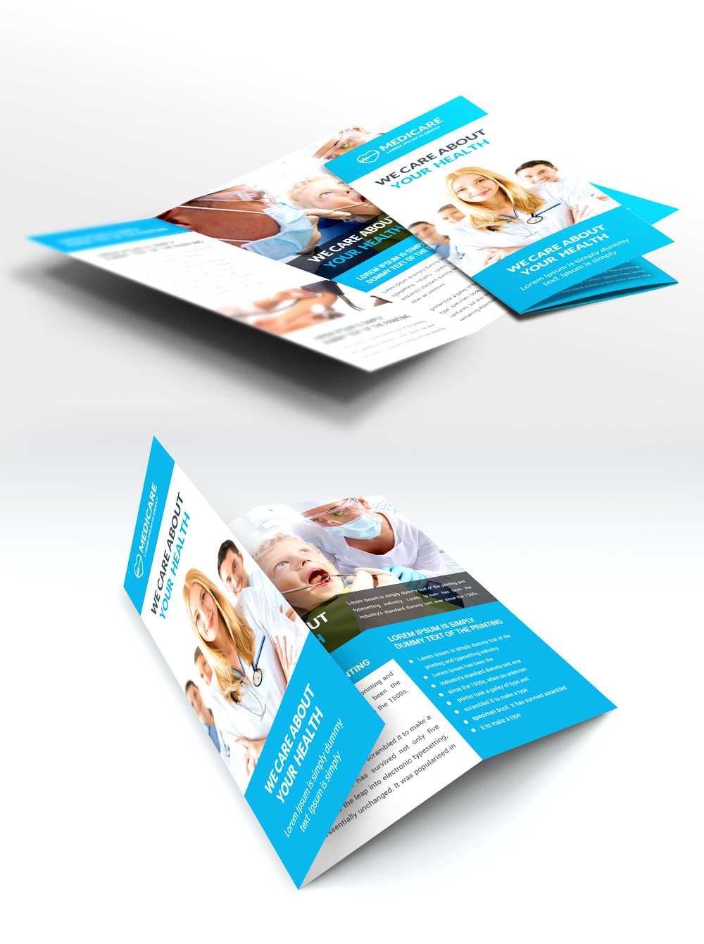 Medical Care And Hospital Trifold Brochure Template Free Psd Within Illustrator Brochure Templates Free Download