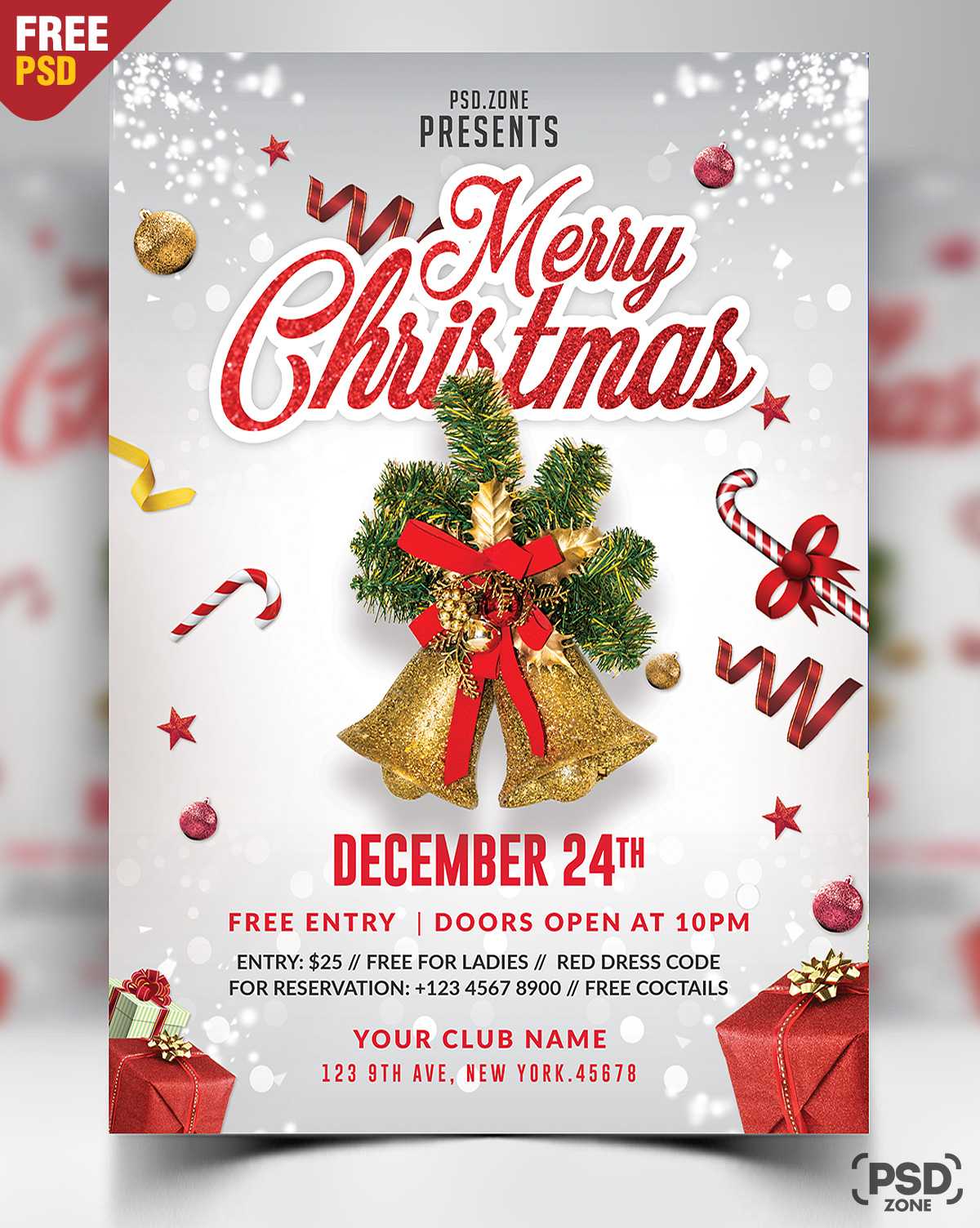 Merry Christmas Flyer Free Psd – Psd Zone With Regard To Free Christmas Card Templates For Photoshop