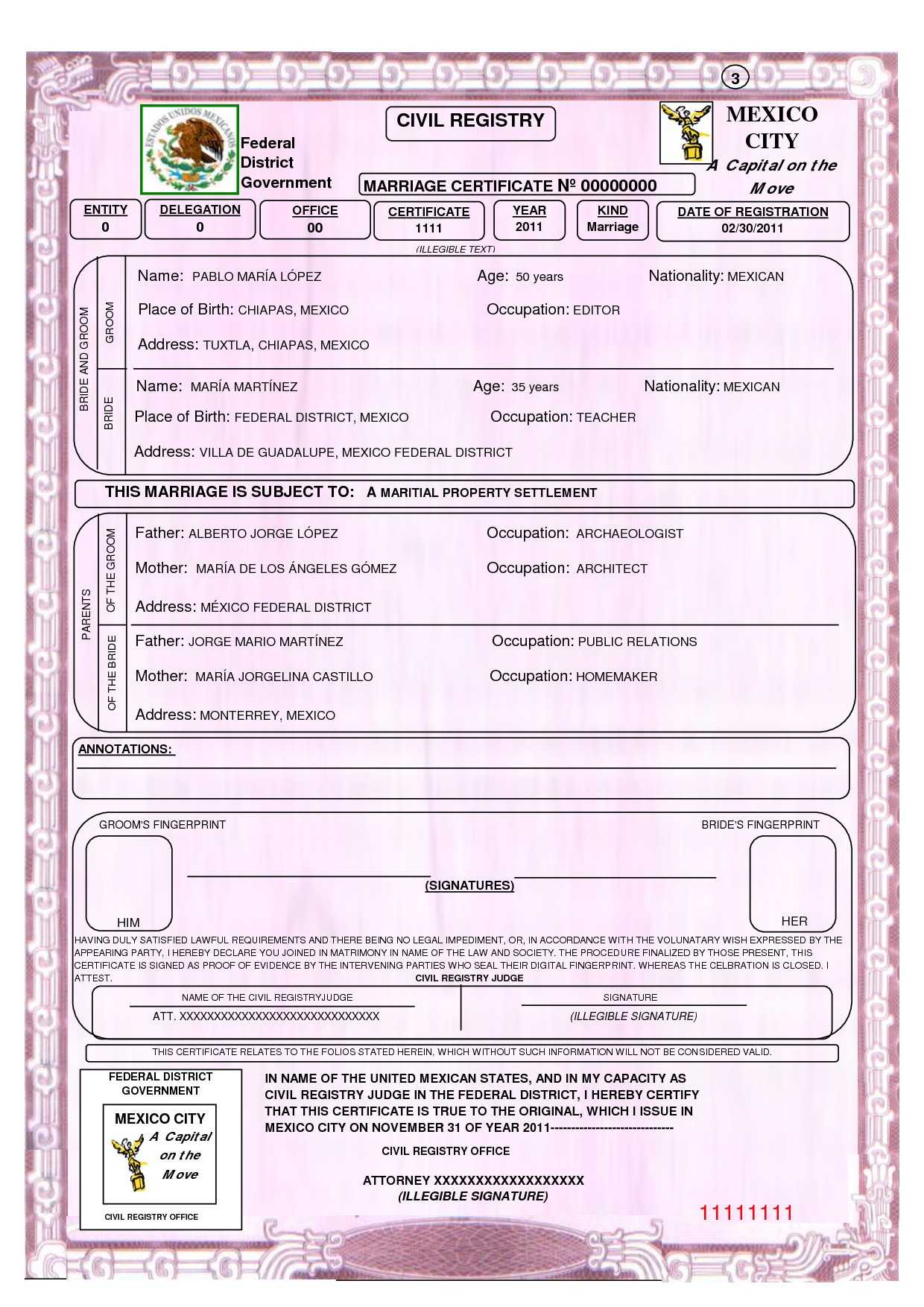 Mexican Marriage Certificate Template Birth Translation With Regard To Marriage Certificate Translation Template