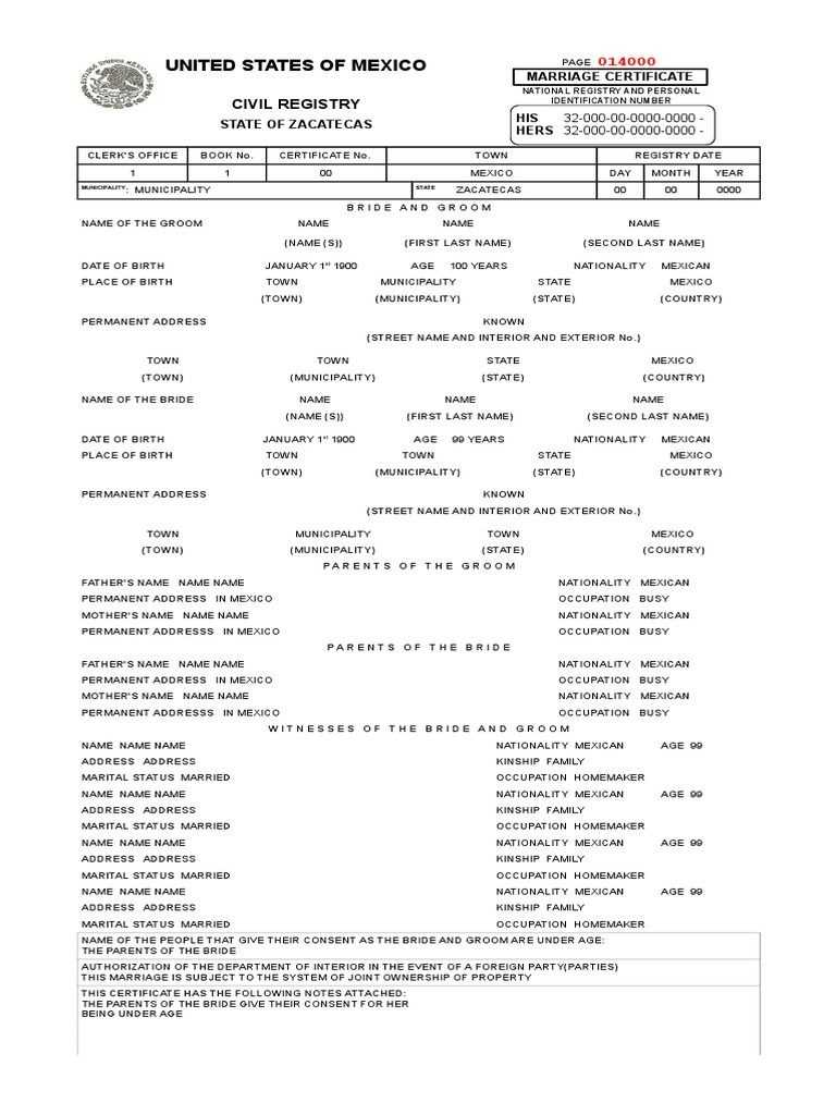 Mexican Marriage Certificate Template – Carlynstudio With Marriage Certificate Translation Template