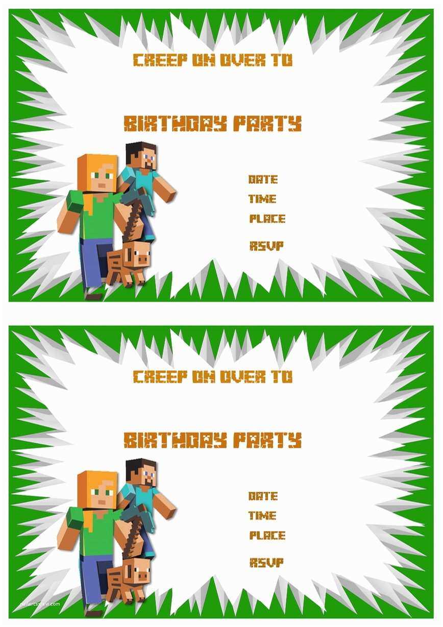 Minecraft Birthday Invitation Template Minecraft Birthday With Minecraft Birthday Card Template