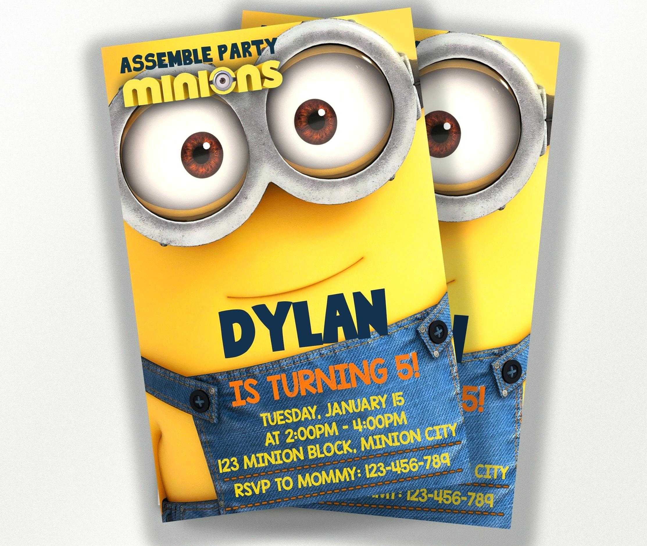 Minion Invitations Template – Vmarques For Minion Card Template