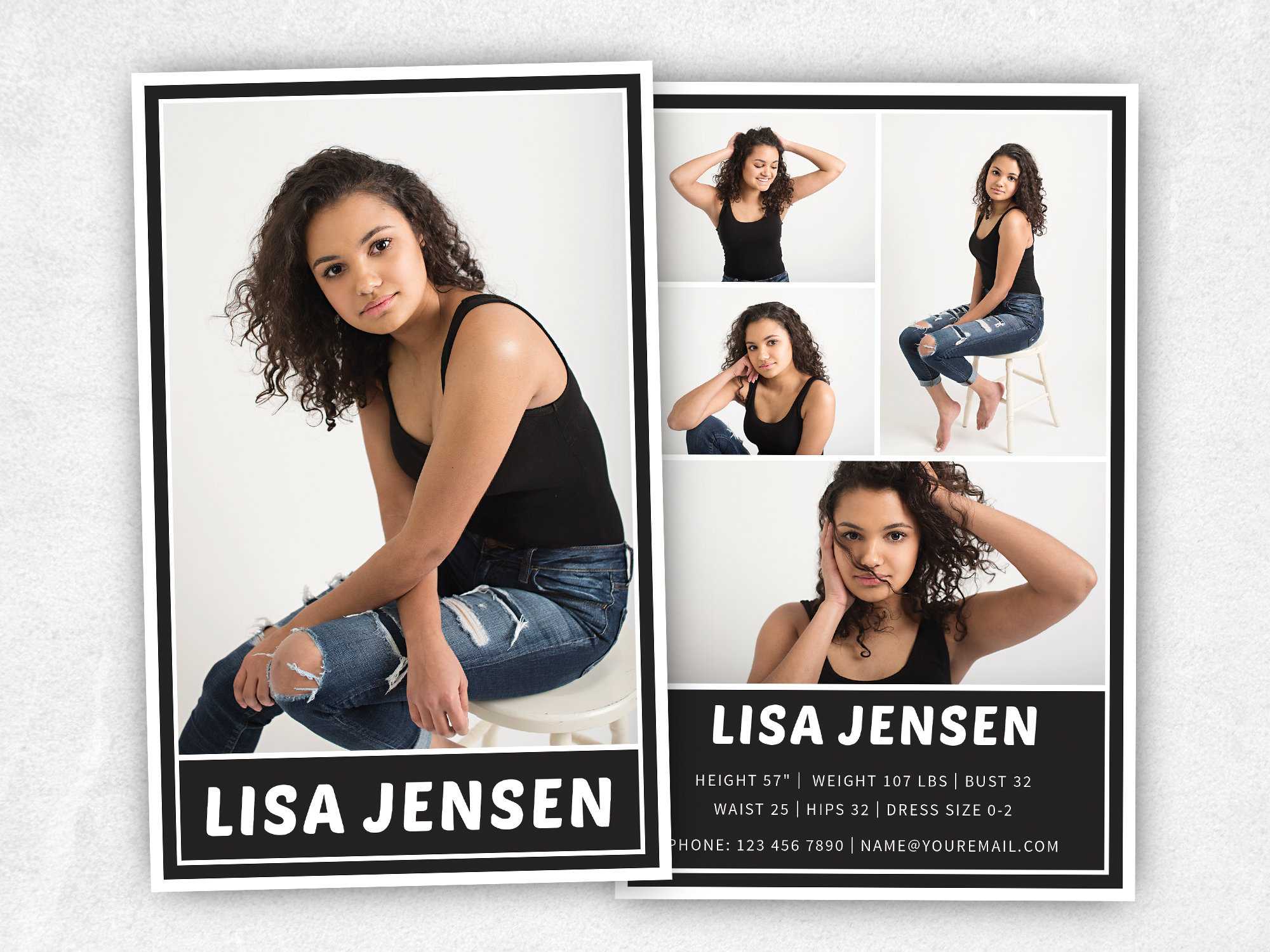 Modeling Comp Card Template, Fashion Model Comp Card Template, Fashion  Modeling Comp Card, Comp Card Template, Photoshop Template, Psd Pertaining To Comp Card Template Psd
