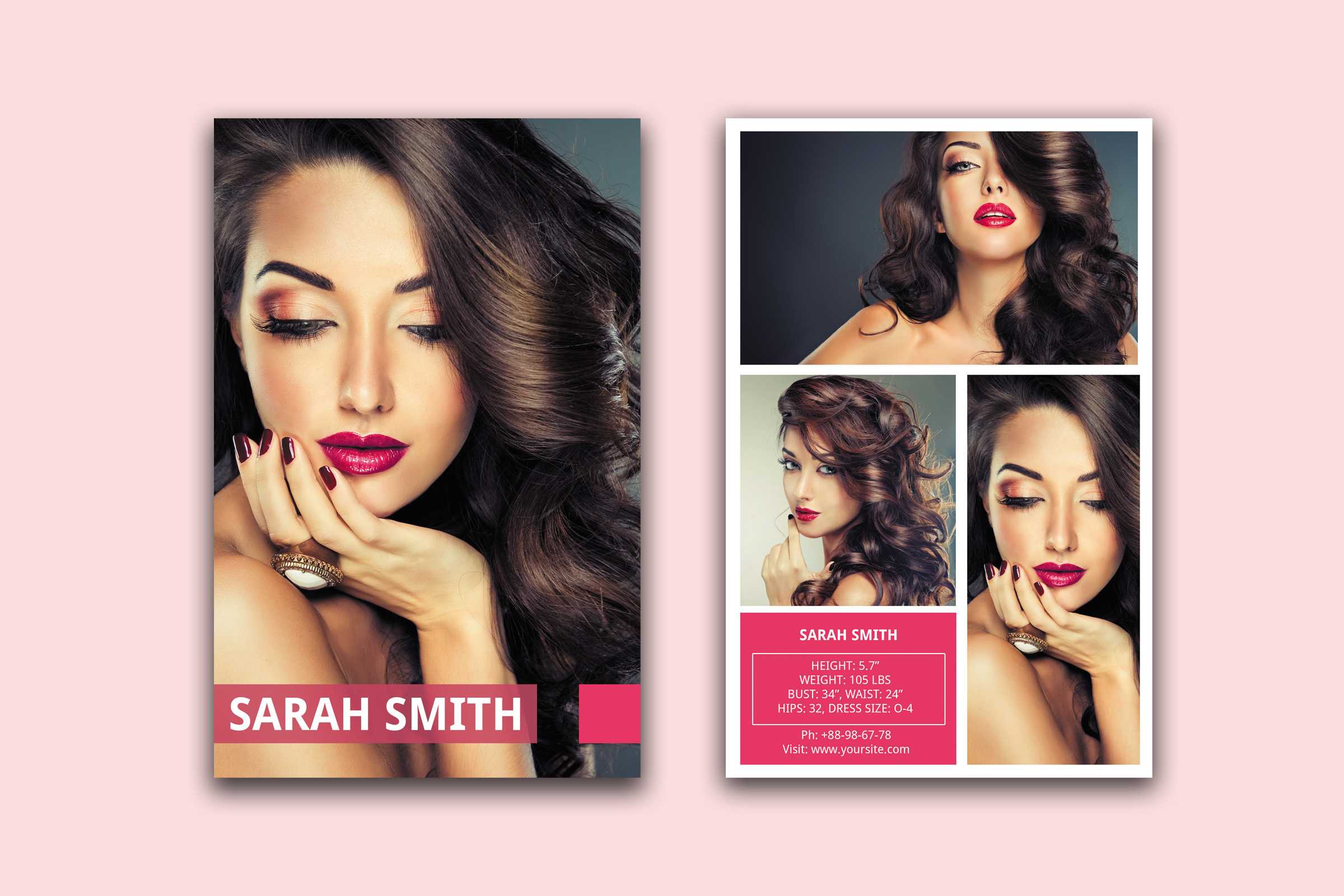 Modeling Comp Card With Free Model Comp Card Template