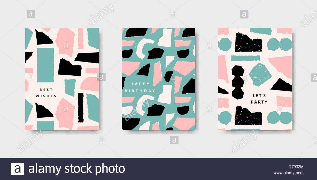 Modern And Playful Greeting Card Templates With Paper Cut Intended For Birthday Card Collage Template