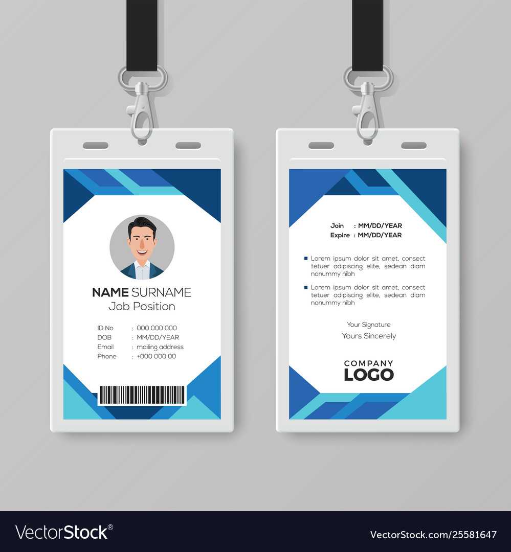 Modern Blue Id Card Design Template Inside Photographer Id Card Template