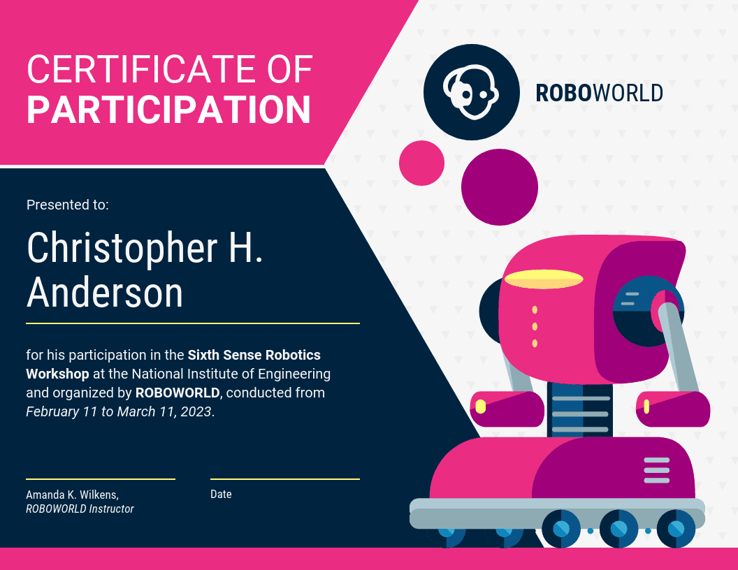 Modern Certificate Of Participation Template In Sample Certificate Of Participation Template