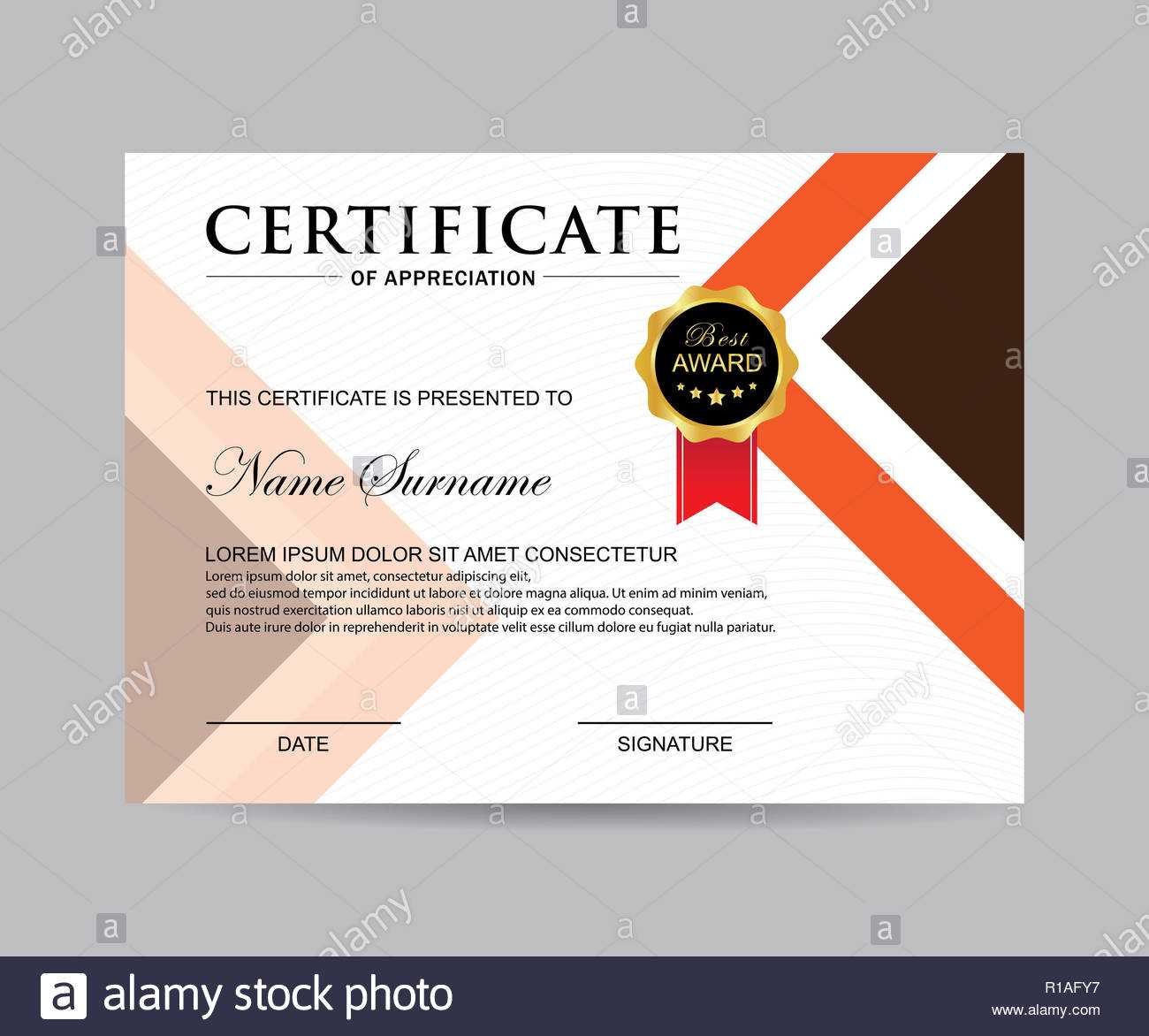 Modern Certificate Template And Background Stock Photo For Borderless Certificate Templates