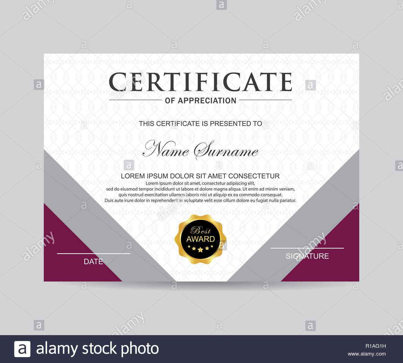 Modern Certificate Template And Background Stock Photo Regarding Borderless Certificate Templates