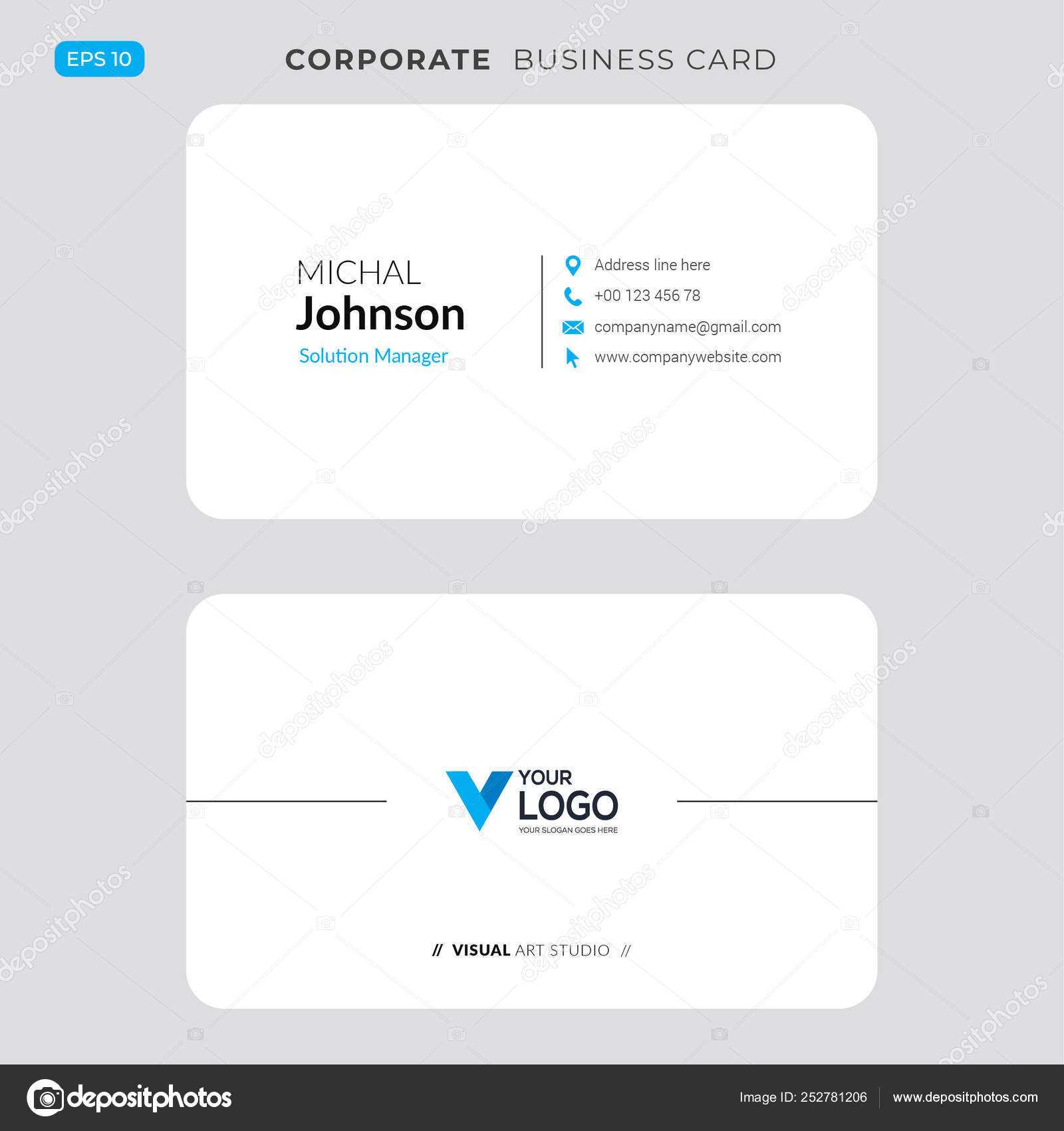 Modern Creative Business Card Name Card Horizontal Simple For Place Card Size Template