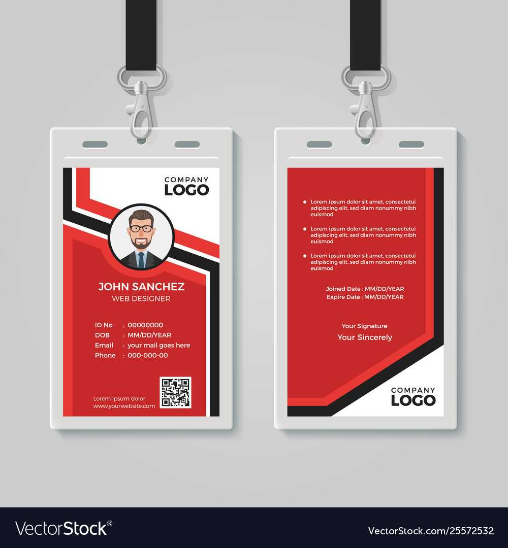 Modern Red Id Card Template Throughout Template For Id Card Free Download