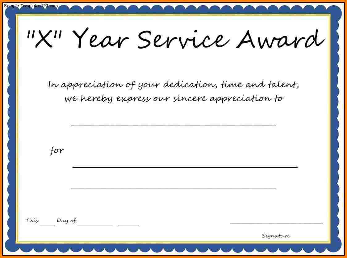Multi Year Service Award Certificate Template For Certificate For Years Of Service Template