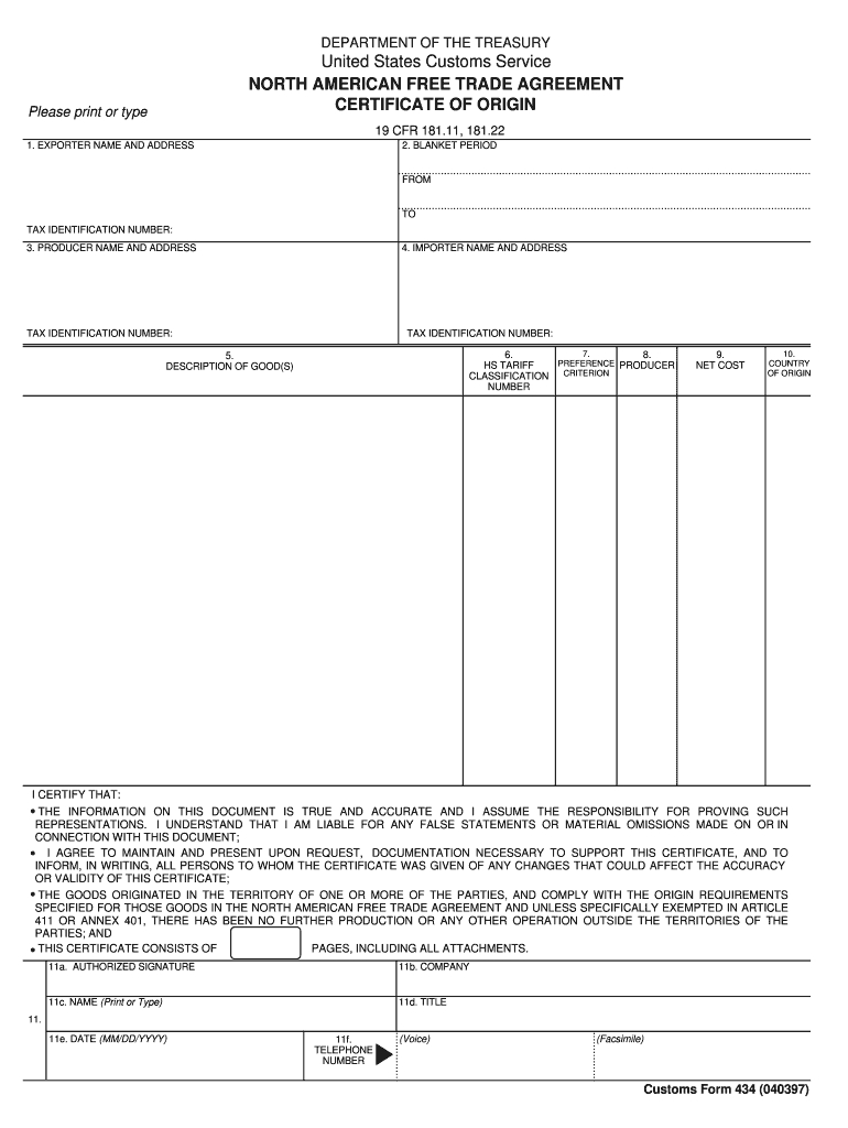 Nafta Form – Fill Online, Printable, Fillable, Blank | Pdffiller Inside Nafta Certificate Template