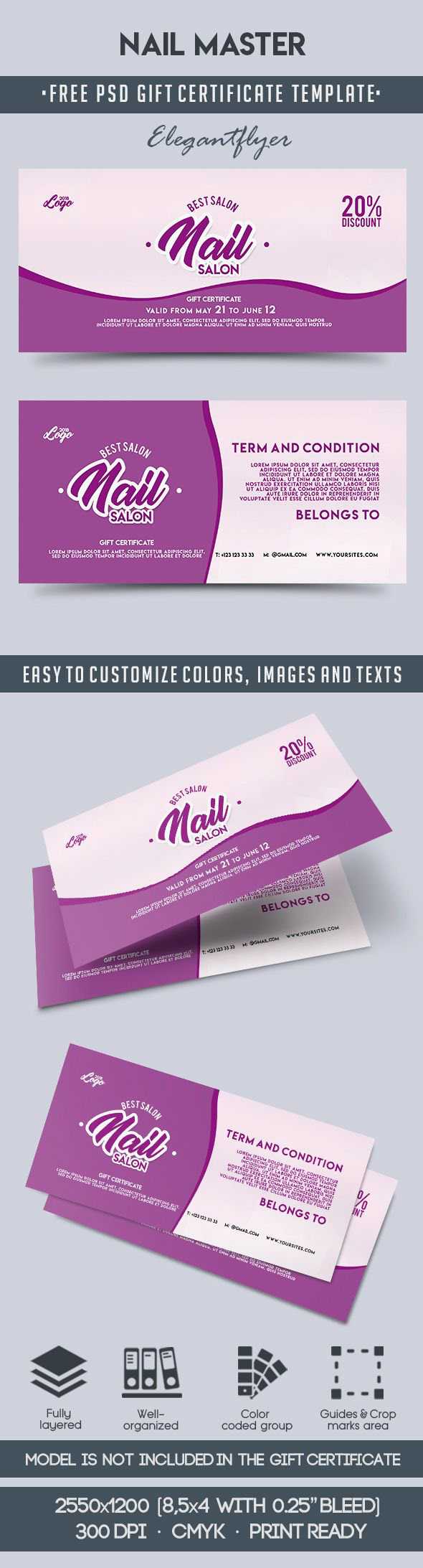 Nail Master – Free Gift Certificate Psd Template On Behance Within Nail Gift Certificate Template Free