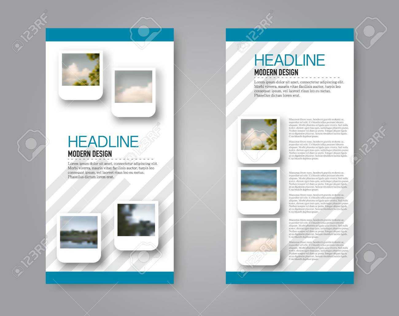 Narrow Flyer And Leaflet Design. Set Of Two Side Brochure Templates With Mac Brochure Templates